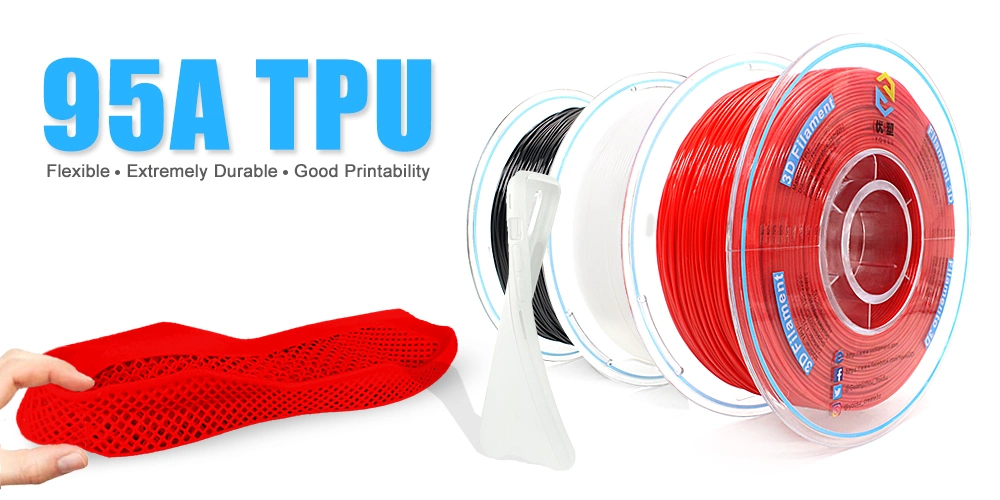 High Level Quality 3D Printers 95A TPU Flexible Filaments Extremely Durable Good Printability 3D Printing Materials Red TPU Filaments 1.75mm 1kg