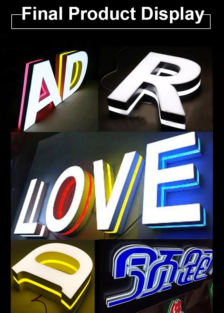 Business Building Front LED Advertising Illuminated Sign Customized Name Board Designs Glowing Polymer 3D Edge Letter Signage