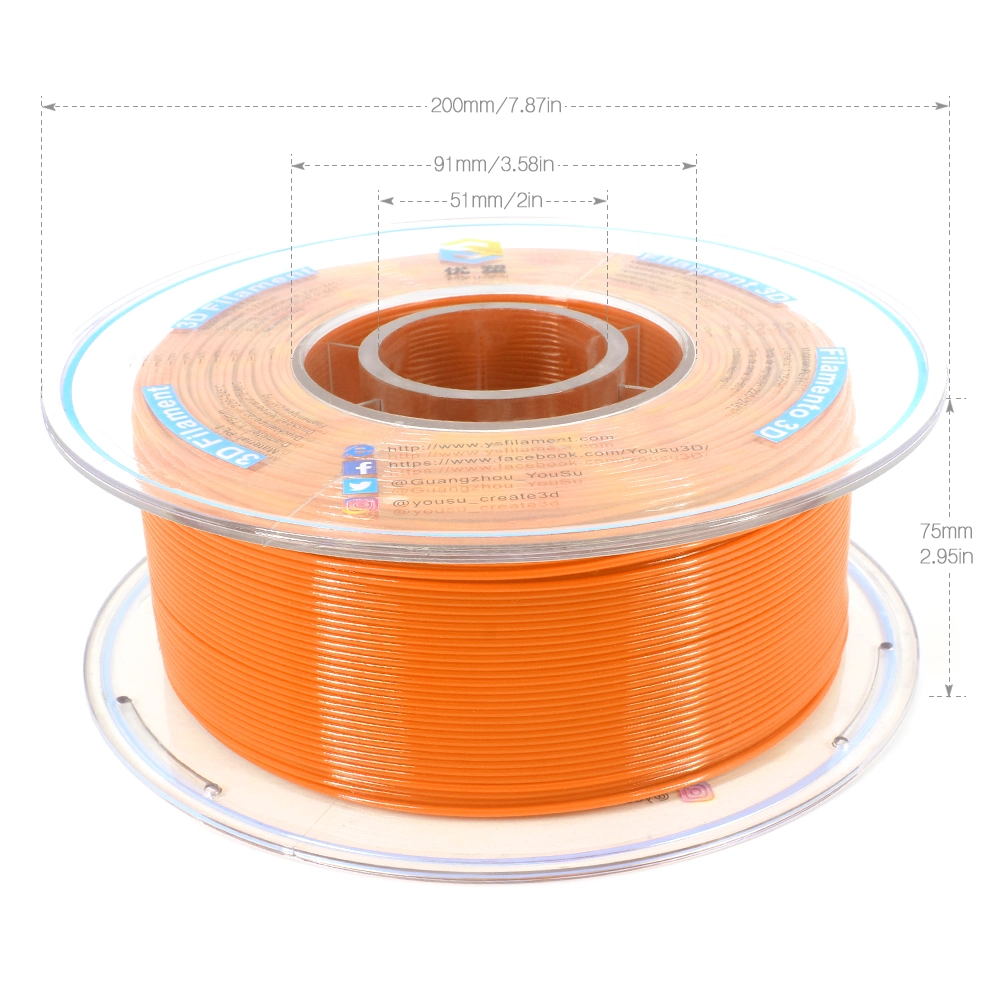 OEM ODM 3D Printer ABS+ Filament 1.75mm 2.85mm Fdm 3D Printing Material Even Stronger More Durable Less Warping ABS Plus Filaments Orange 1000g