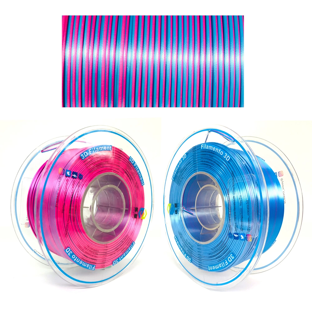 New 3D Printers Bi-Color Shiny Red-Blue Silk PLA Filaments Children 3D Idrawing Pens Filaments 3D Printing Materials 1.75mm 3D Printers PLA Filaments 1000g