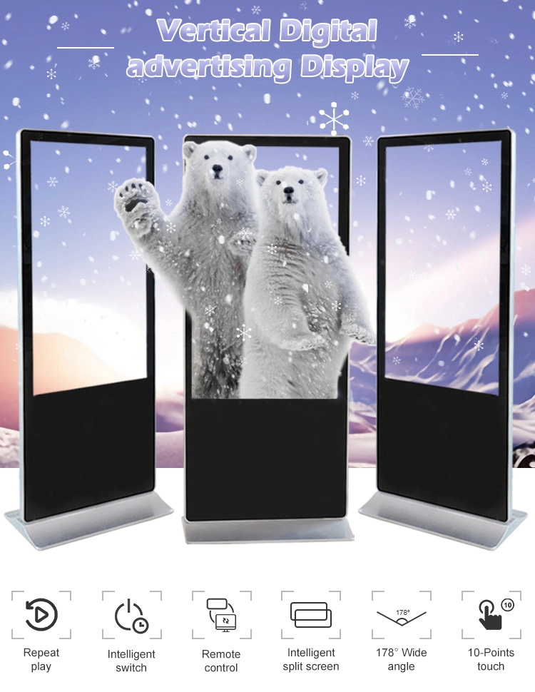 Android Free Floor Standing Infrared Touch LCD Display Indoor Digital Signage for Hotel