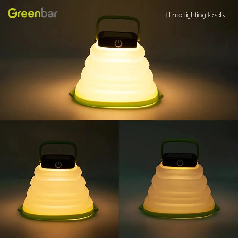 USB Rechargeable Portable Camping Lantern Foldable Solar Tent Lamp